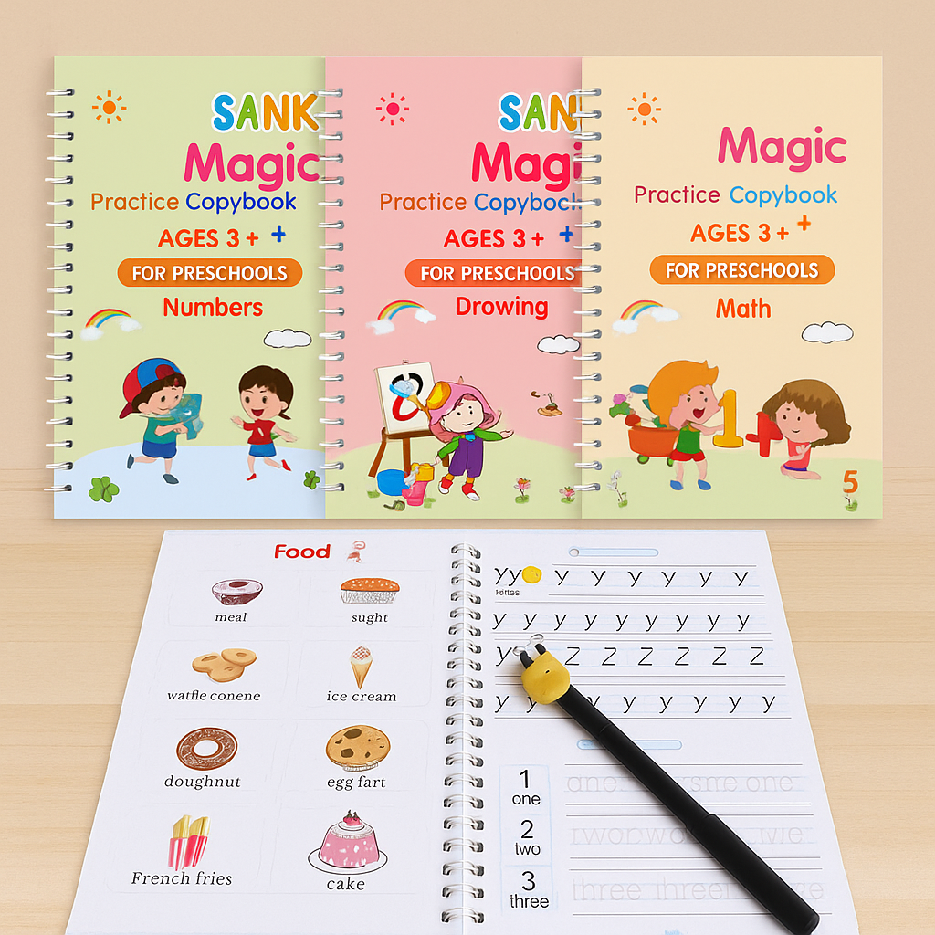 Magic Practice book (4 Book + 10 Refill) Set of 4-books