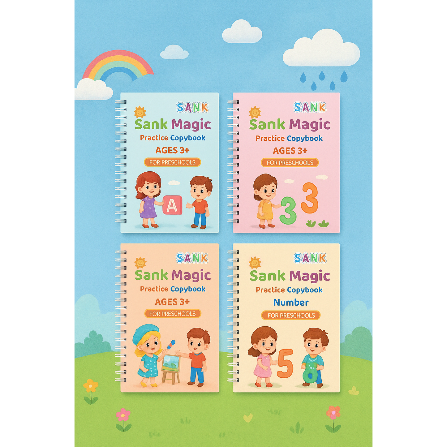Magic Practice book (4 Book + 10 Refill) Set of 4-books